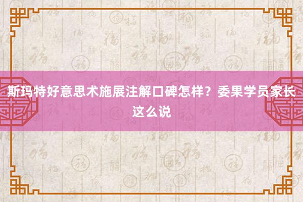 斯玛特好意思术施展注解口碑怎样？委果学员家长这么说