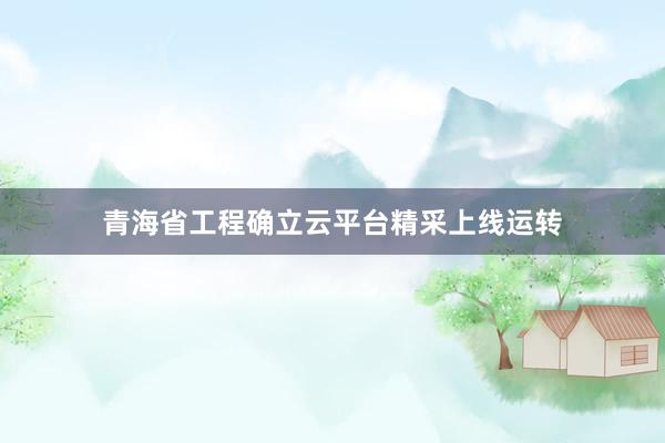 青海省工程确立云平台精采上线运转